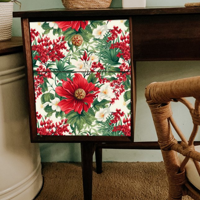 Weihnachts-Rot und Weiß-Blume Decoupage Seidenpapier (Von Creator hochgeladen)
