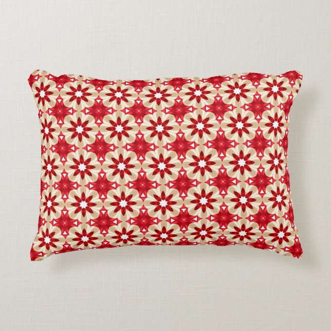 Weihnachts-Rot-Weiß-Blume Dekokissen (Vorderseite)