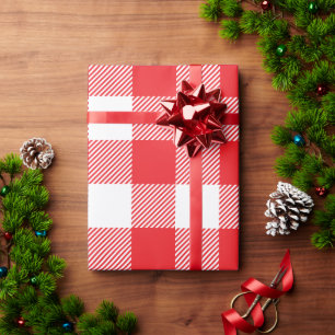 Weihnachts-Rot-Weiß-Buffalo-Karo Geschenkpapier