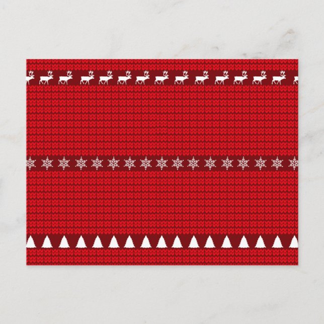 Weihnachts-Rot-Weiß-Pullover Feiertagspostkarte (Vorderseite)