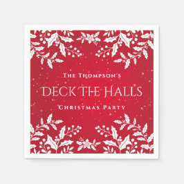 Weihnachts-Rot, Weiße Heilige, Deck Die Hallen Par Serviette