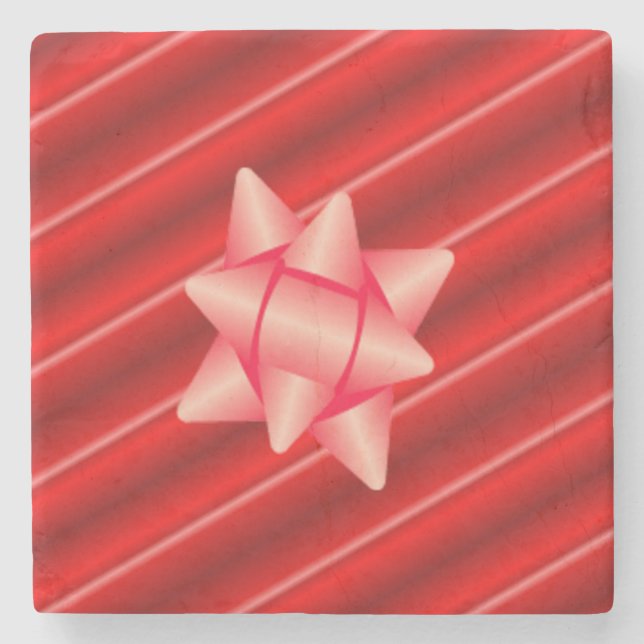 Weihnachts-Rot-Wrapping Steinuntersetzer (Vorderseite)