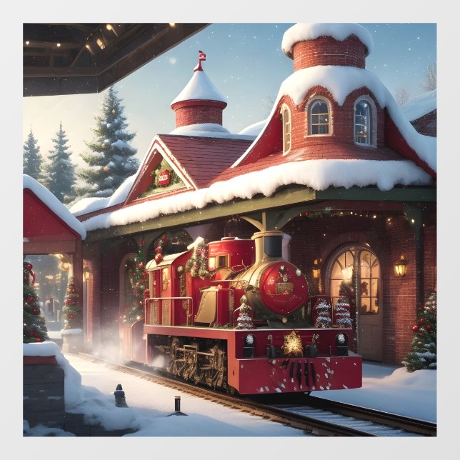 Weihnachts-Rotbahnfenster Fensteraufkleber (Blatt)