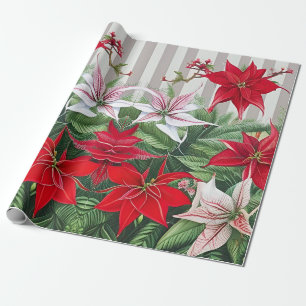Weihnachts-Rote Amaryllis und Poinsettias Geschenkpapier