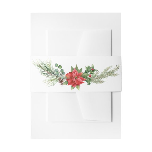 Weihnachts-Rote Berries Einladung Bauchband Einladungsbanderole (Vorderseite Beispiel)