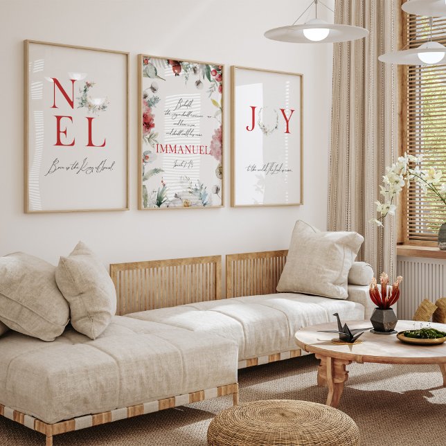 Weihnachts-Rote Bibel-Aquarellposter Bilderwand Sets (Von Creator hochgeladen)