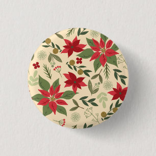 Weihnachts Rote Blume Muster-11600 Button