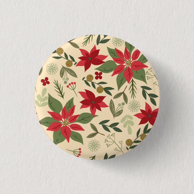 Weihnachts Rote Blume Muster-11600 Button (Vorderseite)