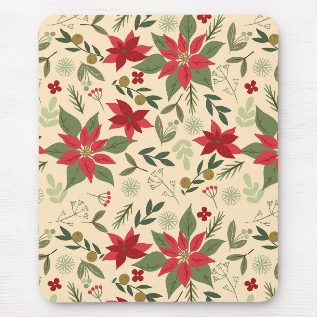 Weihnachts Rote Blume Muster-11600 Mousepad (Vorne)