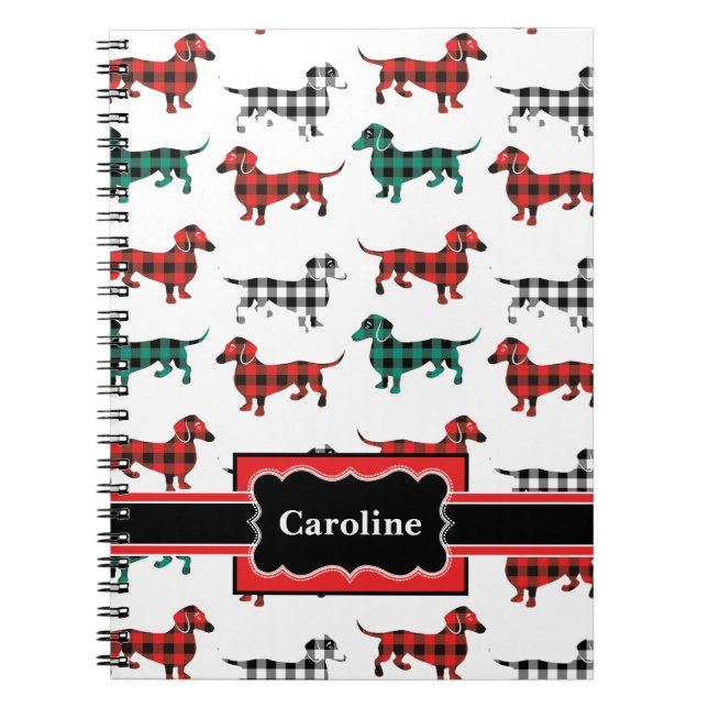 Weihnachts-Rote Flannel-Dackeln Niedliche Hunde Notizblock (Vorderseite)