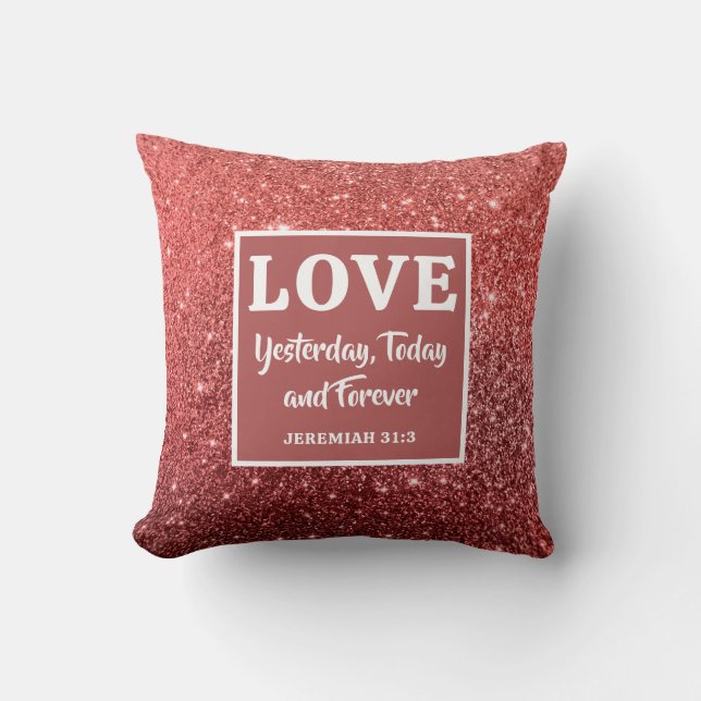 Weihnachts-Rote Glitzer-Bibel Verse Liebe Kissen (Vorderseite)