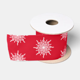 Weihnachts Rote Ornamental G-Clef Snowflake Muster Satinband