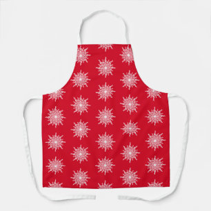 Weihnachts Rote Ornamental G-Clef Snowflake Muster Schürze
