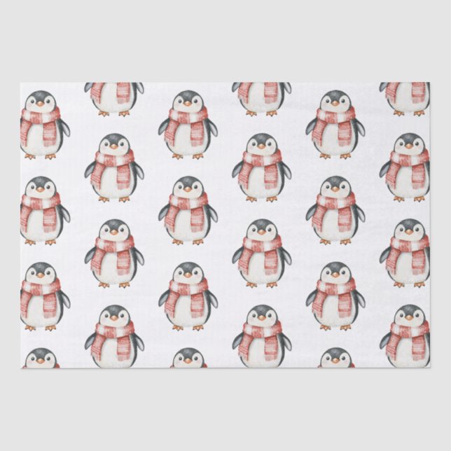 Weihnachts-Rote Peppermint-Pinguine Seidenpapier (Vorderseite)