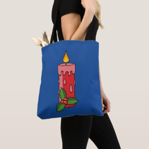 Weihnachts-Rote Pfeiler-Kerze mit Holly Tasche