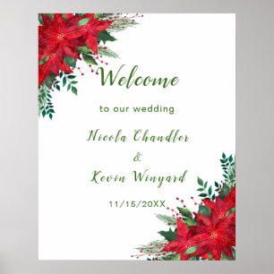 Weihnachts-Rote-Poinsettia-Blume Hochzeit Poster