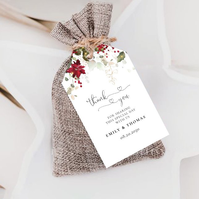 Weihnachts-Rote Poinsettia-Hochzeitstag Geschenkanhänger (Von Creator hochgeladen)