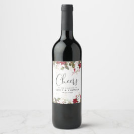 Weihnachts-Rote Poinsettia Hochzeitweiliges Weinla Weinetikett