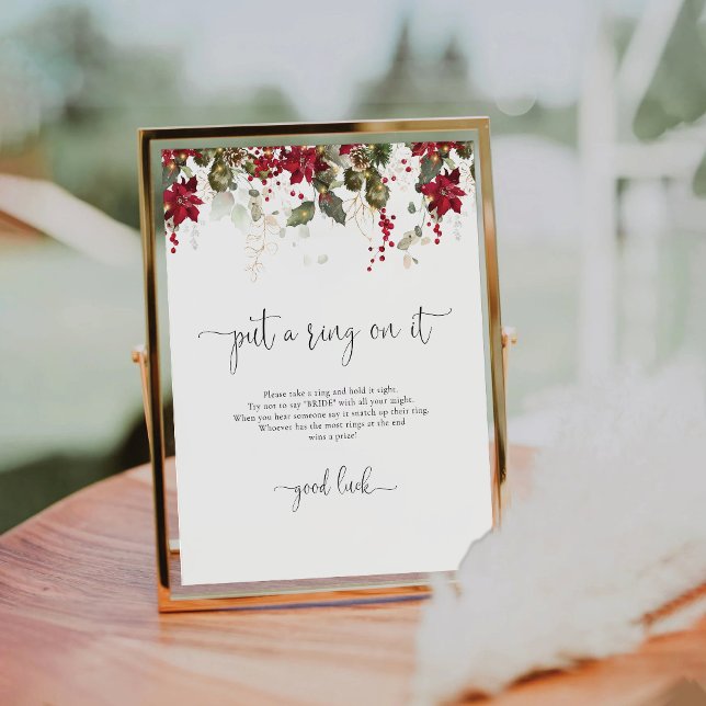 Weihnachts-Rote Poinsettia schrieb einen Ring Sockelschild (Von Creator hochgeladen)