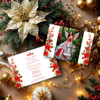 Weihnachts Rote Poinsettias Inspiration Chic Flora Einladung