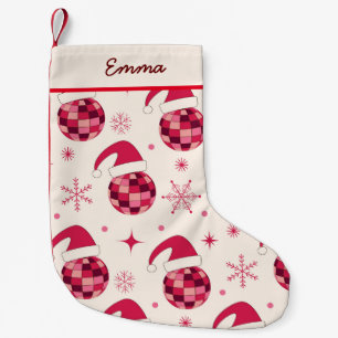 Weihnachts Rote Santa Disco Balls Individuelle Nam Kleiner Weihnachtsstrumpf
