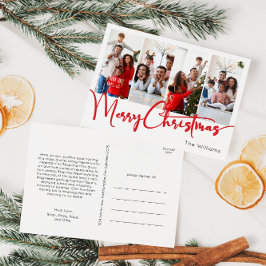Weihnachts-Rote Schrift Frohe Weihnachten Vier Fot