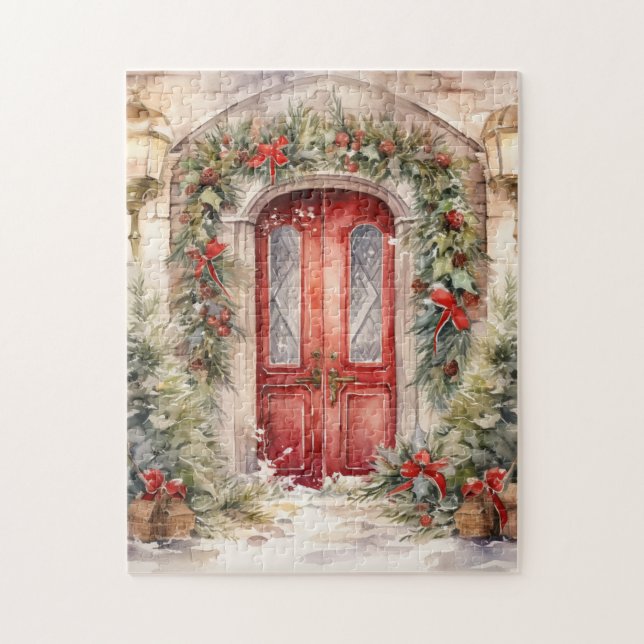 Weihnachts-Rote Tür (Vertikal)