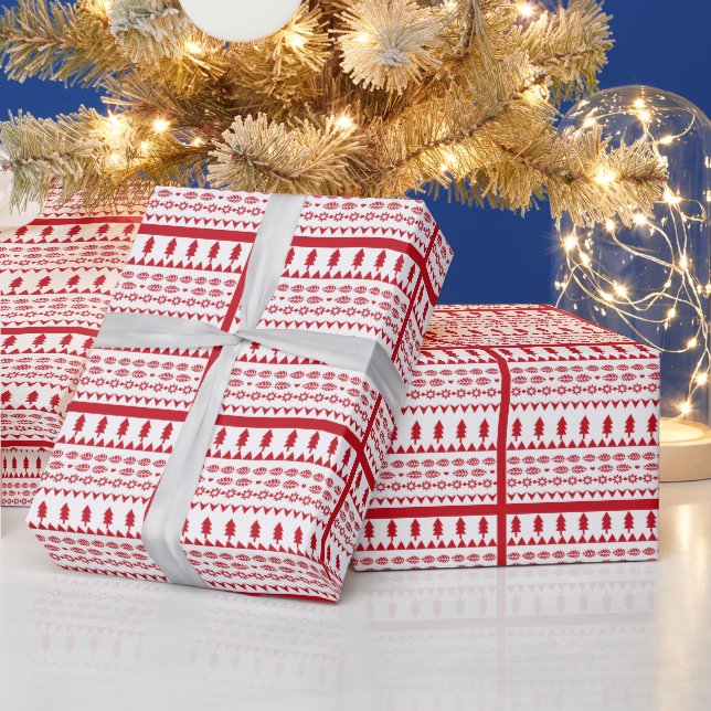 Weihnachts-Rote Weihnachtsmuster Geschenkpapier (Feiertage)