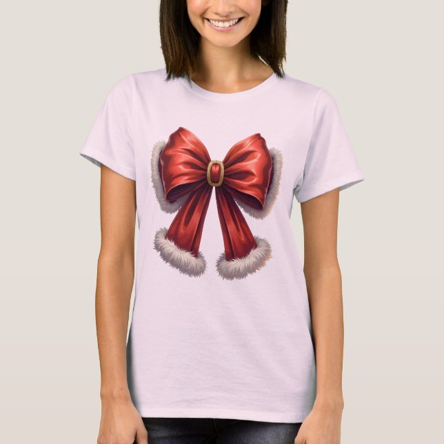 Weihnachts-Roter Bow T-Shirt (Vorderseite)