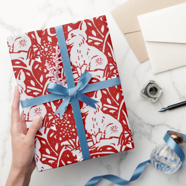 Weihnachts Roter Fox Schneeflocken Woodland Winter Geschenkpapier (Schenken)