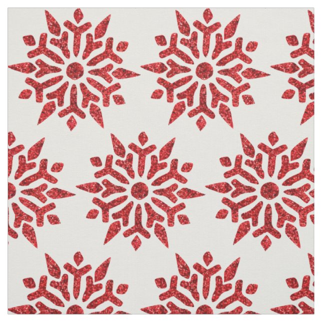 Weihnachts Roter Glitzer Schneeflocken Muster Stoff (Muster)