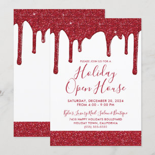 Weihnachts Roter Glitzer Tropfen Holiday Open Hous Einladung