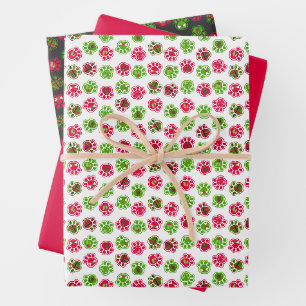Weihnachts Roter Hund Paw & Holiday Icons Geschenkpapier Set