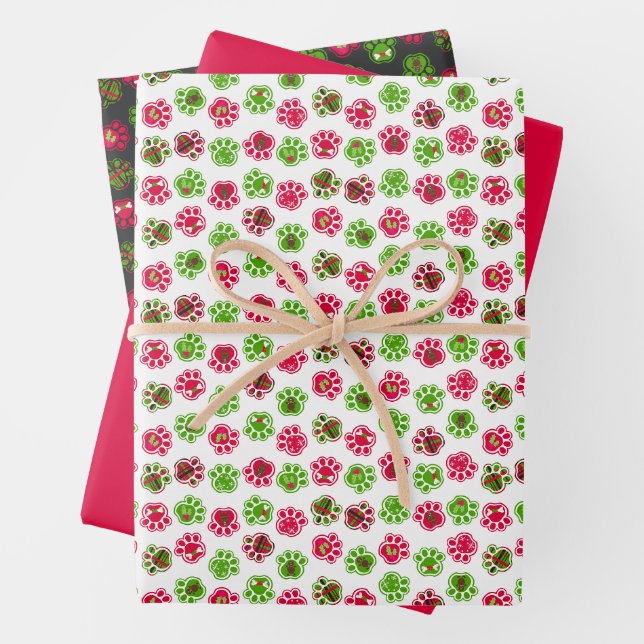 Weihnachts Roter Hund Paw & Holiday Icons Geschenkpapier Set (Beispiel)