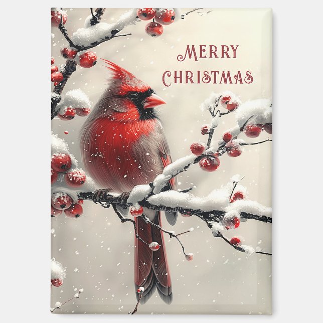 Weihnachts Roter Kardinal Holiday Magnet (Vorderseite)