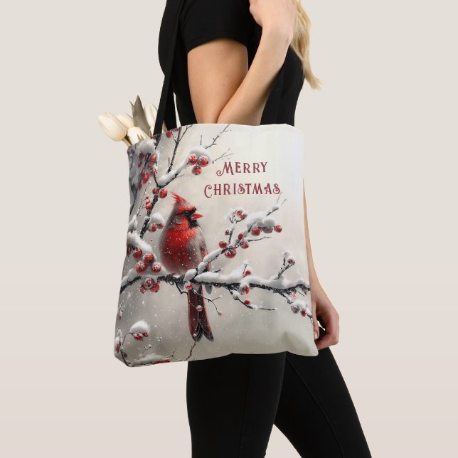 Weihnachts Roter Kardinal Holiday Tote Tasche (Von Nahem)