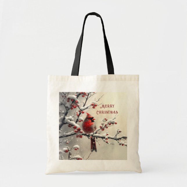 Weihnachts Roter Kardinal Holiday Tote Tasche (Vorne)