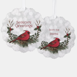 Weihnachts Roter Kardinal Kiefernkiefern Knechtens Ornament Karte