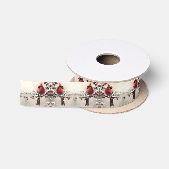Weihnachts Roter Kardinal Satin Ribbon Satinband (Spule)