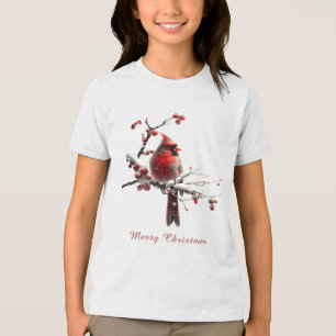 Weihnachts-Roter Kardinal Tri-Blend Shirt