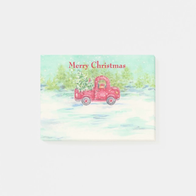 Weihnachts Roter Lieferwagen LKW Post-it Note Pad Klebezettel (Vorderseite)