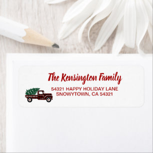 Weihnachts-Roter LKW Grüner Karierter Baum Urlaub