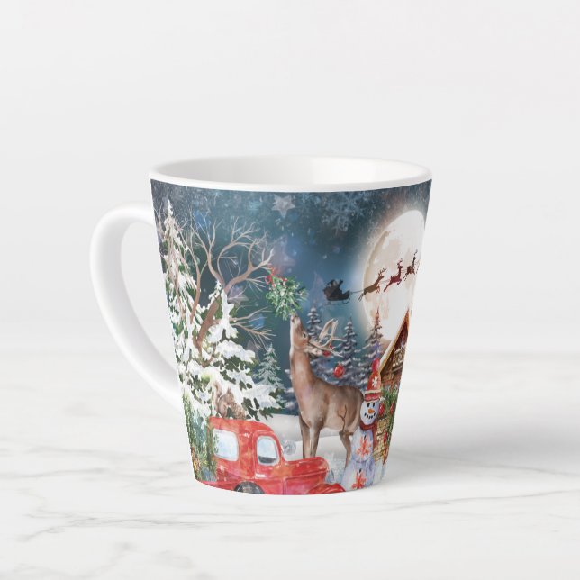 Weihnachts Roter LKW Weihnachtsfest Rustikale Wint Milchtasse (Linke Ecke)