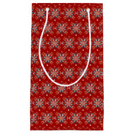 Weihnachts Roter Nordic Folk Snowflake Muster Kleine Geschenktüte
