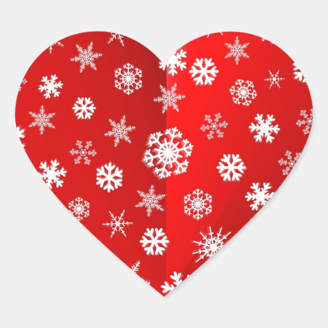 Weihnachts Roter Schneeflocken Herz-Aufkleber (Vorderseite)