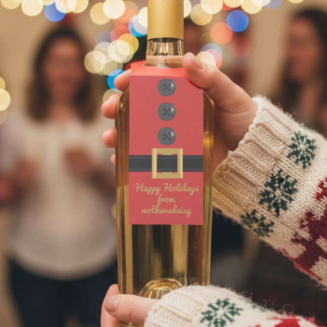 Weihnachts - Roter Weihnachtsfeier Festlicher Flas Flaschenanhänger (Happy Holidays from my house to yours! Festive bottle tags with space for your name)