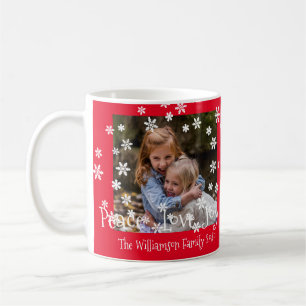Weihnachts Rotes Foto Weiße Schneeflocken Jahr Fam Kaffeetasse