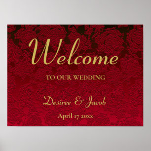 Weihnachts Rotes Gold Schwarzes Winter Hochzeit Poster