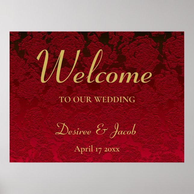 Weihnachts Rotes Gold Schwarzes Winter Hochzeit Poster (Vorne)