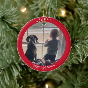 Weihnachts-Rotes Personalisiertes Kindermädchen Fo Keramik Ornament